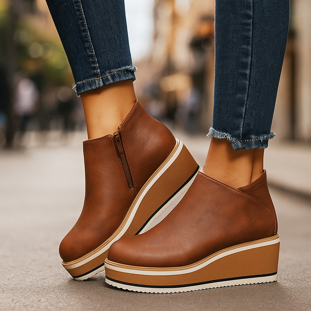Coralie | Side-Zip Wedge Ankle Boots