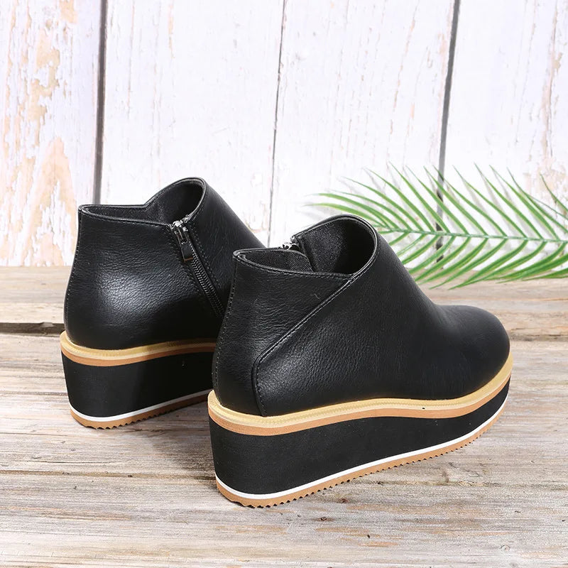 Coralie | Side-Zip Wedge Ankle Boots