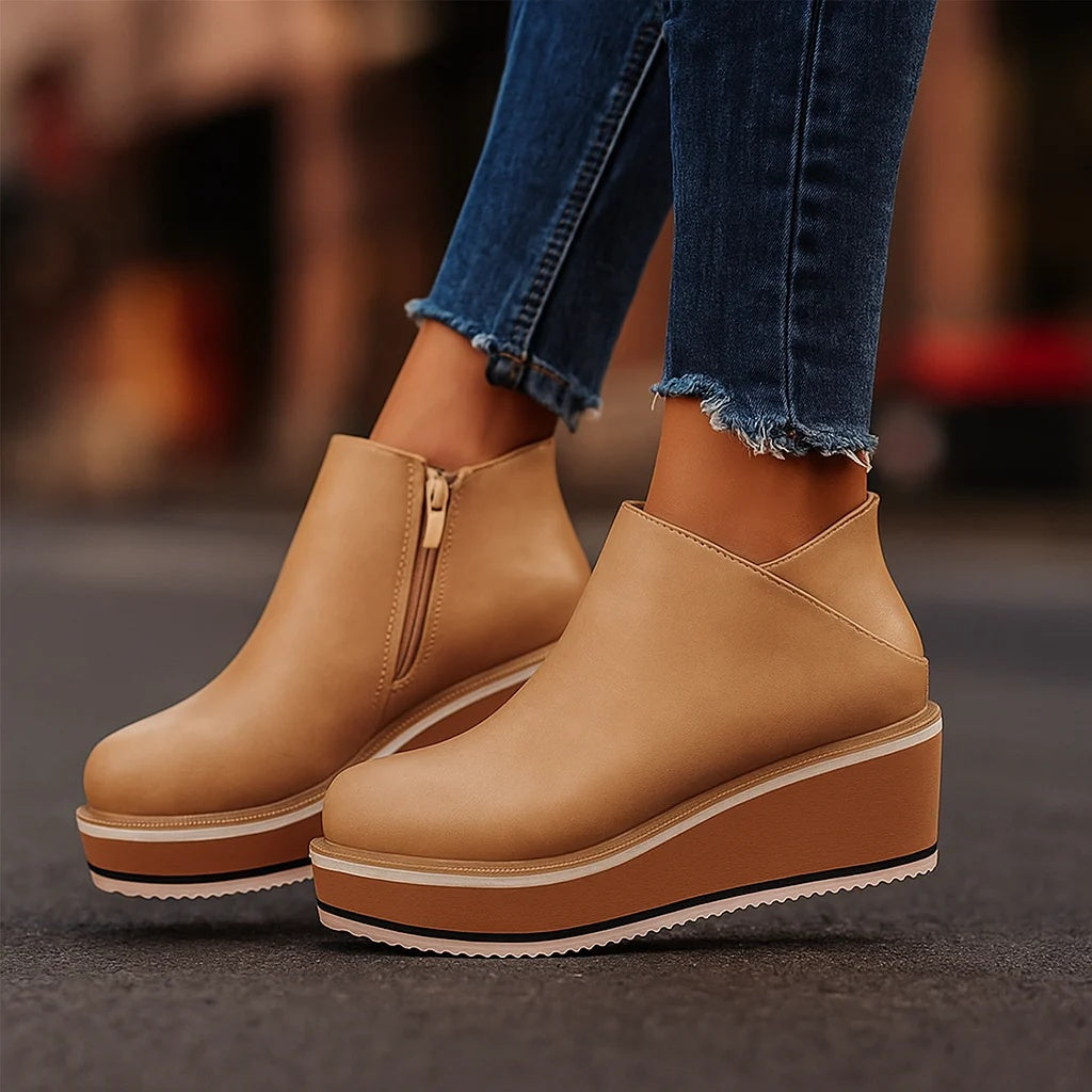 Coralie | Side-Zip Wedge Ankle Boots