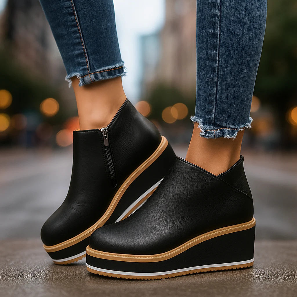 Coralie | Side-Zip Wedge Ankle Boots
