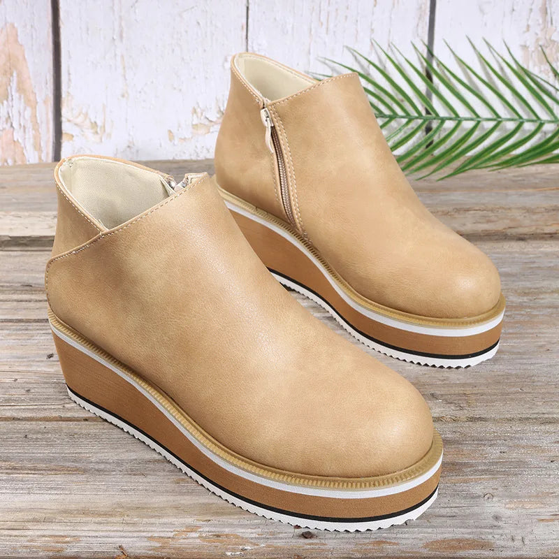Coralie | Side-Zip Wedge Ankle Boots