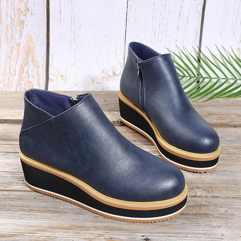 Coralie | Side-Zip Wedge Ankle Boots