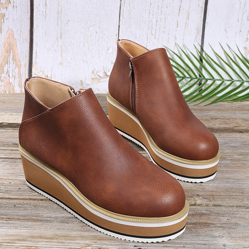 Coralie | Side-Zip Wedge Ankle Boots